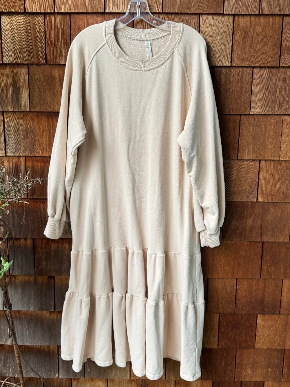 NAP Loungewear Cream Long Sleeve Cotton Tiered Sweatshirt Dress in Women's Large - Picture 2 of 14